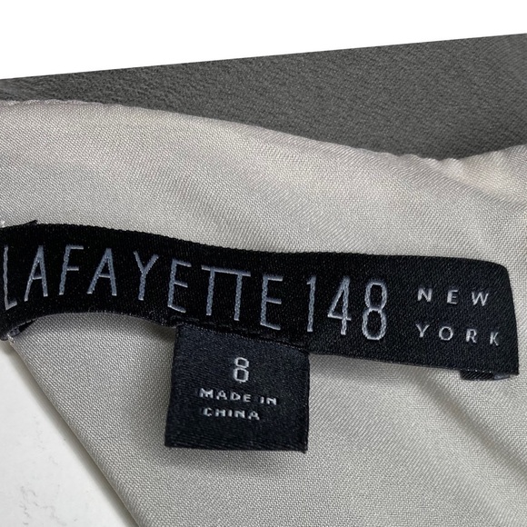 Lafayette 148 Silk Gray & Cream Color-block Dress - Picture 5 of 7